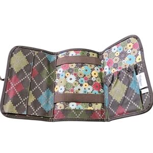 Thirty-One Fold & Go Organizer Brown Floral/Argyle 9" X 6"
